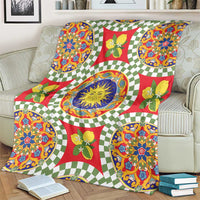 Green Sicilian Majolica Lemon Sun Art Blanket