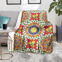 Green Sicilian Majolica Lemon Sun Art Blanket
