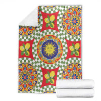 Green Sicilian Majolica Lemon Sun Art Blanket