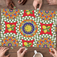 Green Sicilian Majolica Lemon Sun Art Puzzle