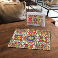 Green Sicilian Majolica Lemon Sun Art Puzzle