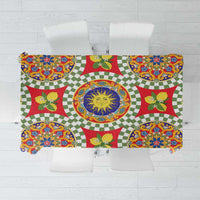 Green Sicilian Majolica Lemon Sun Art Tablecloth