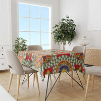 Green Sicilian Majolica Lemon Sun Art Tablecloth