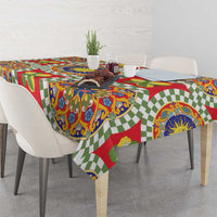 Green Sicilian Majolica Lemon Sun Art Tablecloth