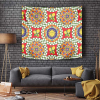 Green Sicilian Majolica Lemon Sun Art Tapestry