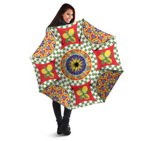 Green Sicilian Majolica Lemon Sun Art Umbrella