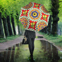 Green Sicilian Majolica Lemon Sun Art Umbrella