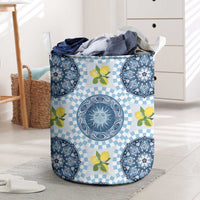 Blue Sicilian Majolica Lemon Sun Art Laundry Basket