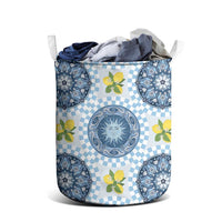 Blue Sicilian Majolica Lemon Sun Art Laundry Basket