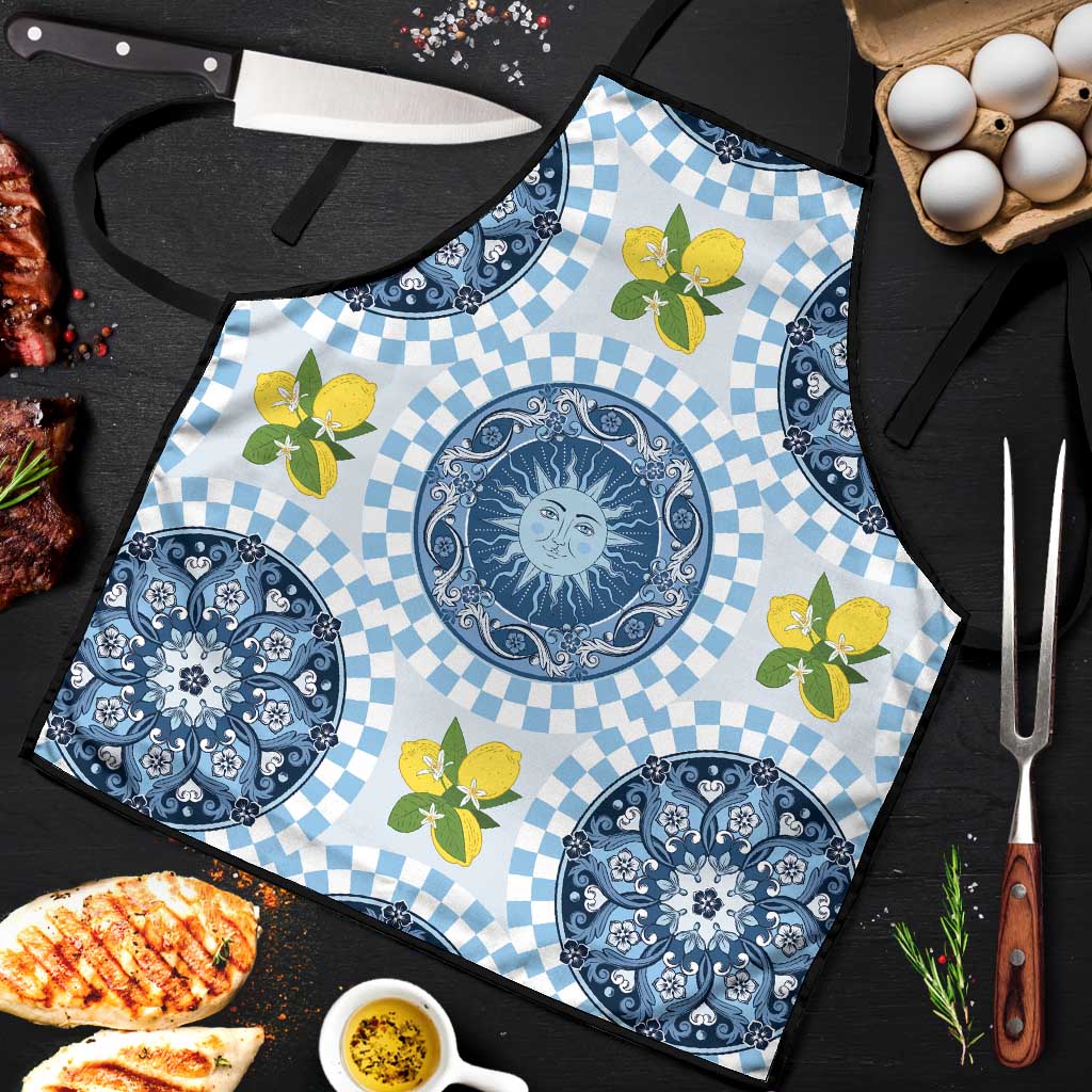 Blue Sicilian Majolica Lemon Sun Art Apron