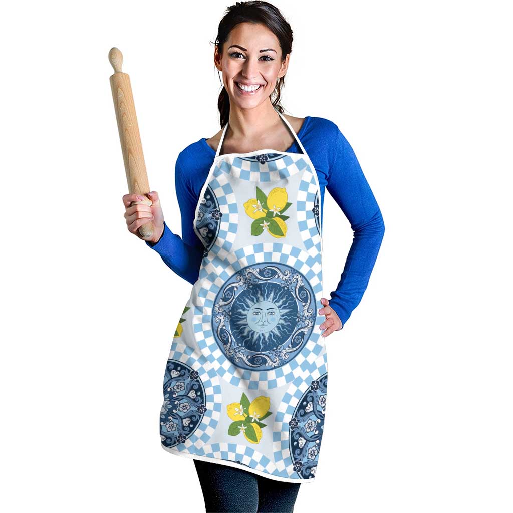 Blue Sicilian Majolica Lemon Sun Art Apron