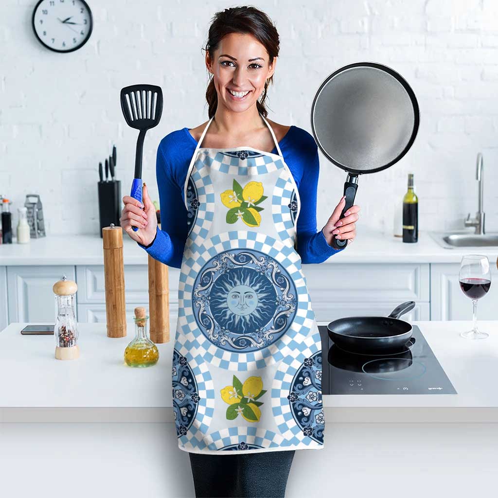 Blue Sicilian Majolica Lemon Sun Art Apron