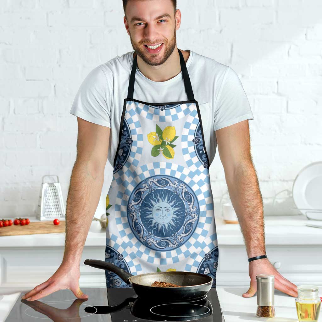 Blue Sicilian Majolica Lemon Sun Art Apron