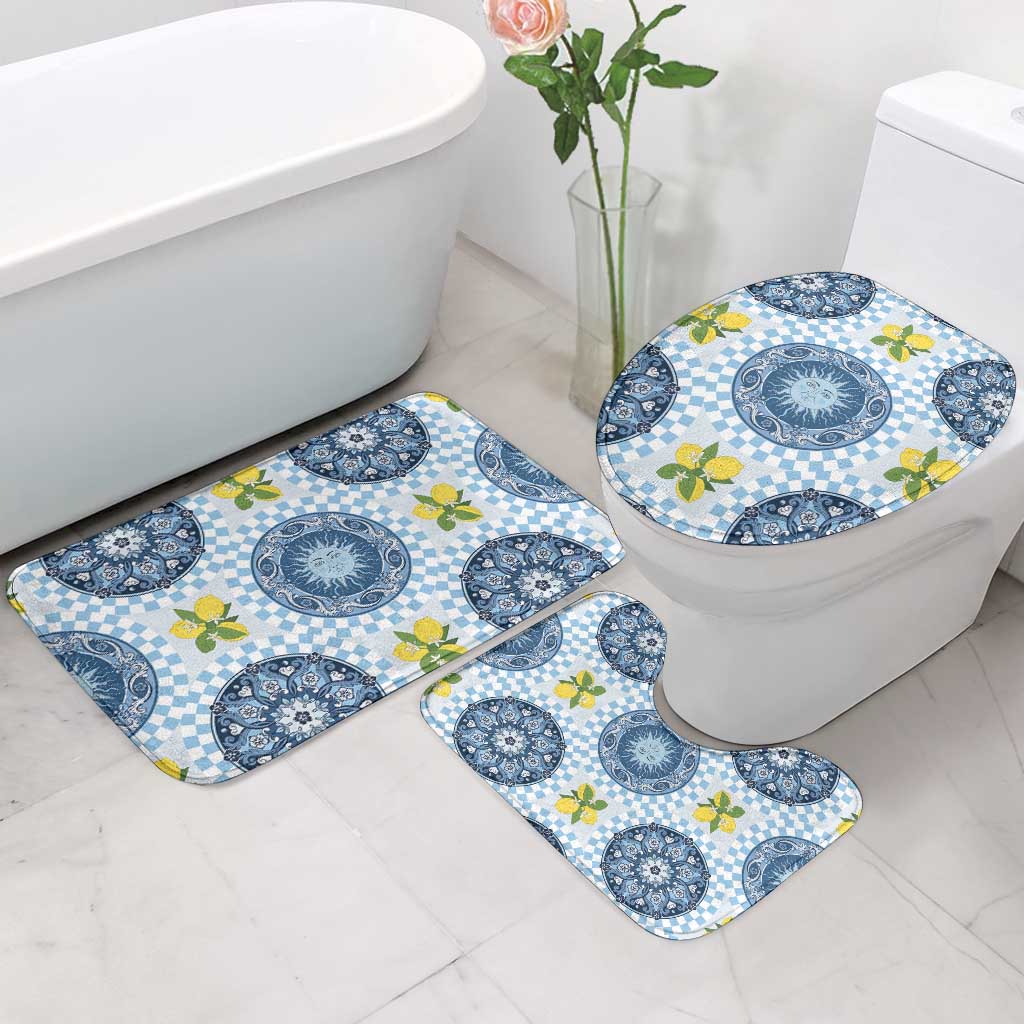 Blue Sicilian Majolica Lemon Sun Art Bathroom Set