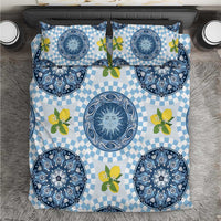 Blue Sicilian Majolica Lemon Sun Art Bedding Set