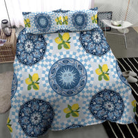 Blue Sicilian Majolica Lemon Sun Art Bedding Set