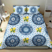 Blue Sicilian Majolica Lemon Sun Art Bedding Set