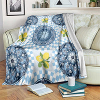 Blue Sicilian Majolica Lemon Sun Art Blanket