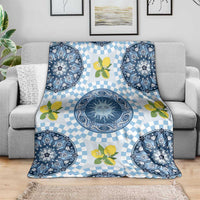 Blue Sicilian Majolica Lemon Sun Art Blanket