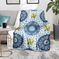 Blue Sicilian Majolica Lemon Sun Art Blanket