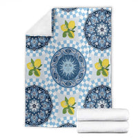 Blue Sicilian Majolica Lemon Sun Art Blanket