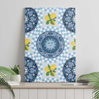 Blue Sicilian Majolica Lemon Sun Art Canvas Wall Art
