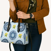 Blue Sicilian Majolica Lemon Sun Art Leather Bag