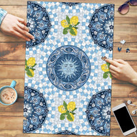 Blue Sicilian Majolica Lemon Sun Art Puzzle