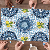 Blue Sicilian Majolica Lemon Sun Art Puzzle