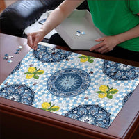 Blue Sicilian Majolica Lemon Sun Art Puzzle