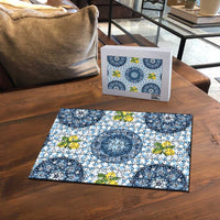 Blue Sicilian Majolica Lemon Sun Art Puzzle