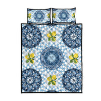 Blue Sicilian Majolica Lemon Sun Art Quilt Bed Set