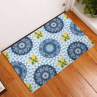 Blue Sicilian Majolica Lemon Sun Art Rubber Doormat
