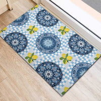 Blue Sicilian Majolica Lemon Sun Art Rubber Doormat