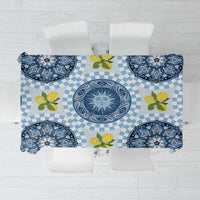 Blue Sicilian Majolica Lemon Sun Art Tablecloth
