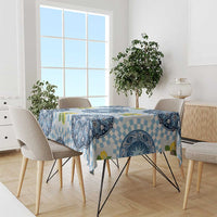 Blue Sicilian Majolica Lemon Sun Art Tablecloth