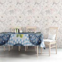 Blue Sicilian Majolica Lemon Sun Art Tablecloth