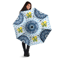 Blue Sicilian Majolica Lemon Sun Art Umbrella