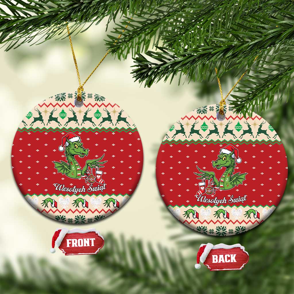 Poland Dinosaur Christmas Ceramic Ornament Polish Smok Wawelski Wesołych Swiat - Wonder Print Shop