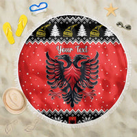 Personalized Albania Christmas Eagle Beach Blanket The Double-headed Eagle - Wonder Print Shop