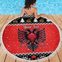 Personalized Albania Christmas Eagle Beach Blanket The Double-headed Eagle - Wonder Print Shop