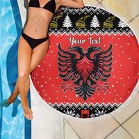 Personalized Albania Christmas Eagle Beach Blanket The Double-headed Eagle - Wonder Print Shop