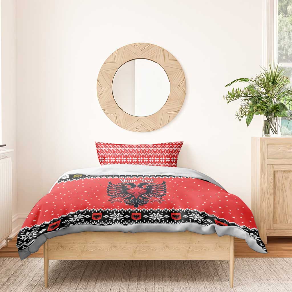 Personalized Albania Christmas Eagle Bedding Set The Double-headed Eagle - Wonder Print Shop
