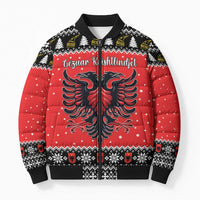 Personalized Albania Christmas Eagle Bomber Puffer Jacket The Double-headed Eagle - Wonder Print Shop