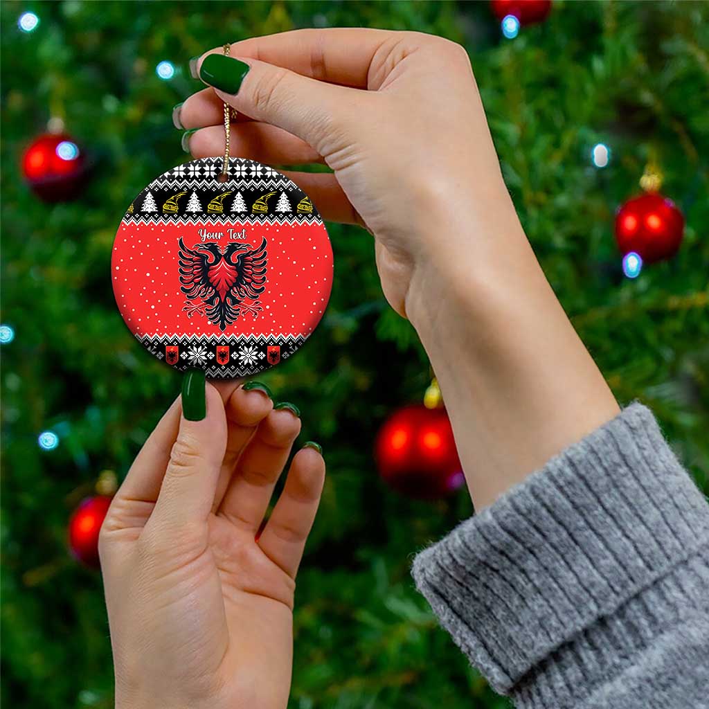 Personalized Albania Christmas Eagle Ceramic Ornament The Double-headed Eagle - Wonder Print Shop