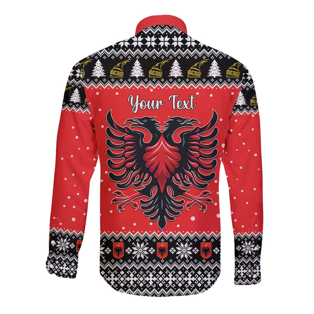 Personalized Albania Christmas Eagle Long Sleeve Button Shirt The Double-headed Eagle - Wonder Print Shop