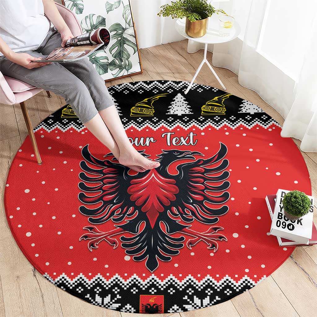Personalized Albania Christmas Eagle Round Carpet The Double-headed Eagle - Wonder Print Shop
