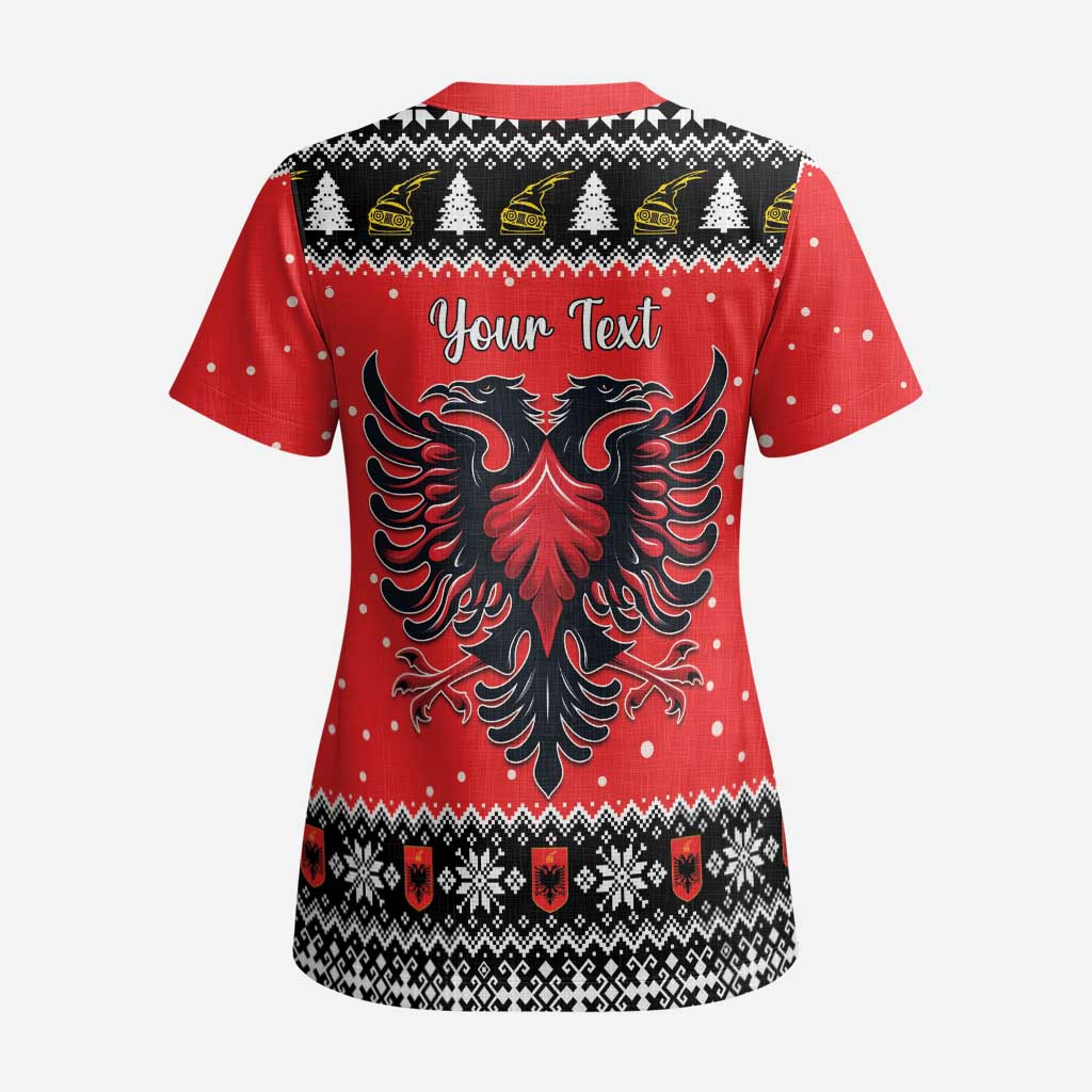 Personalized Albania Christmas Eagle Scrub Top The Double-headed Eagle - Wonder Print Shop
