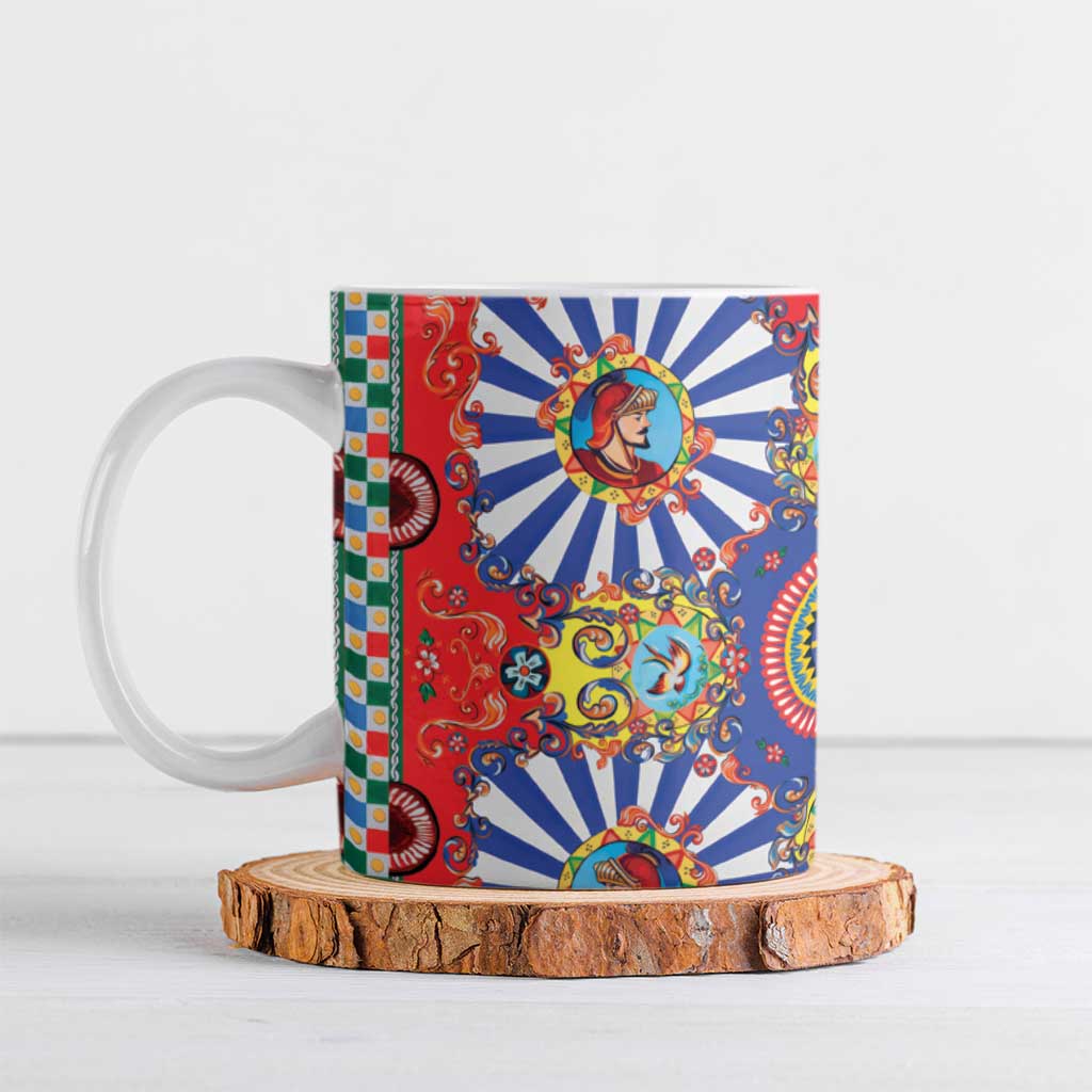 Sicily Italy Carretto Siciliano Ceramic Mug Sicilian Cart Floral Patterns