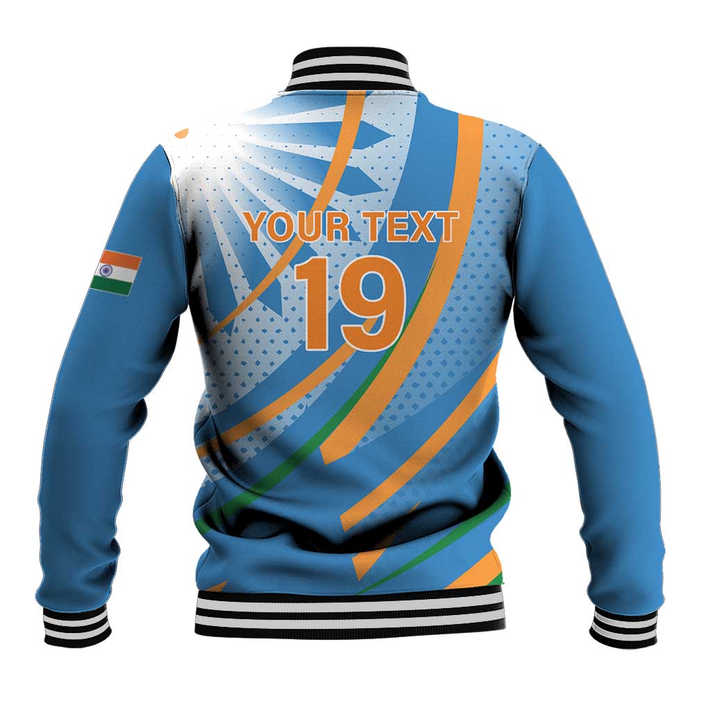 Custom India Cricket Baseball Jacket Tricolor with Ashoka Chakra